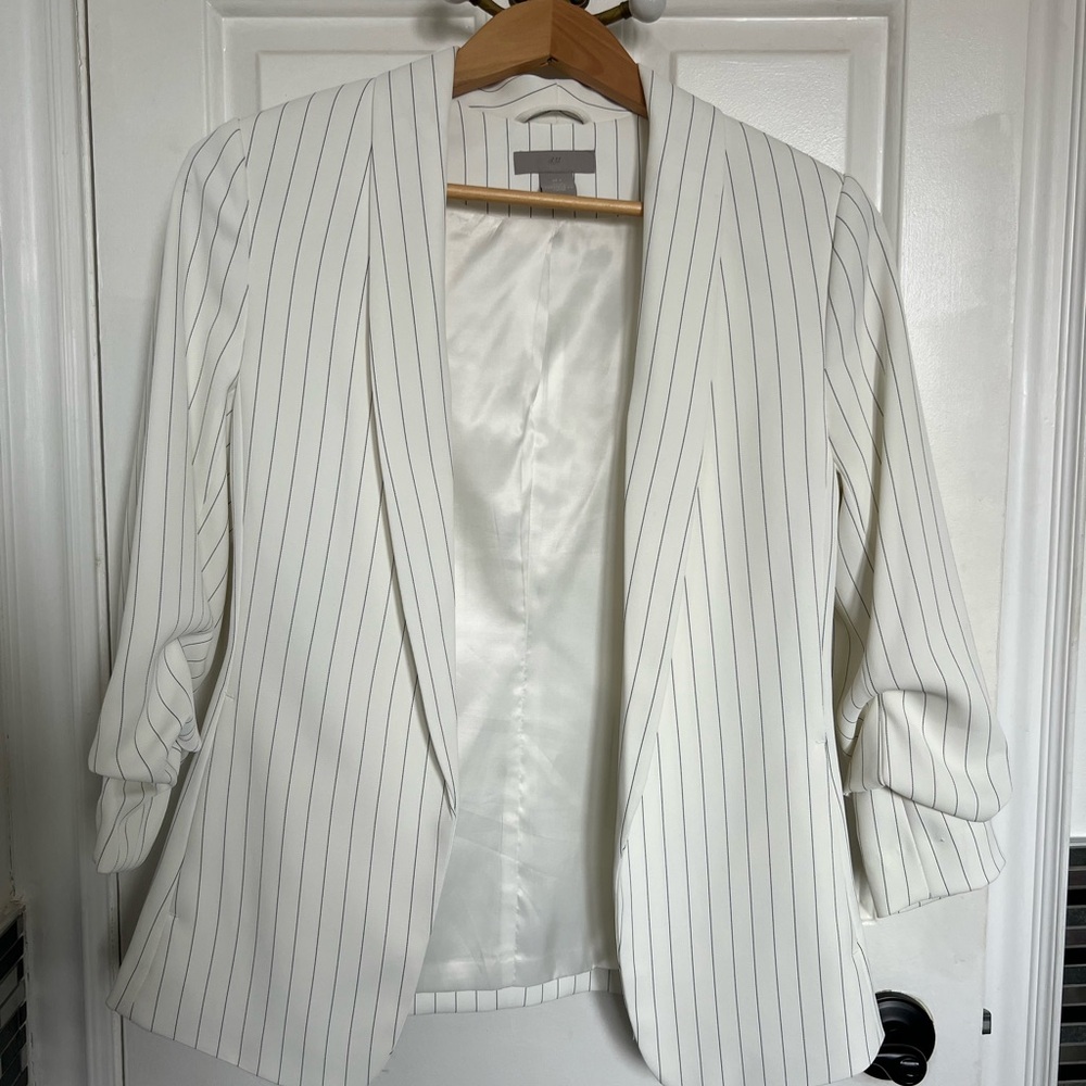 White pinstripe blazer